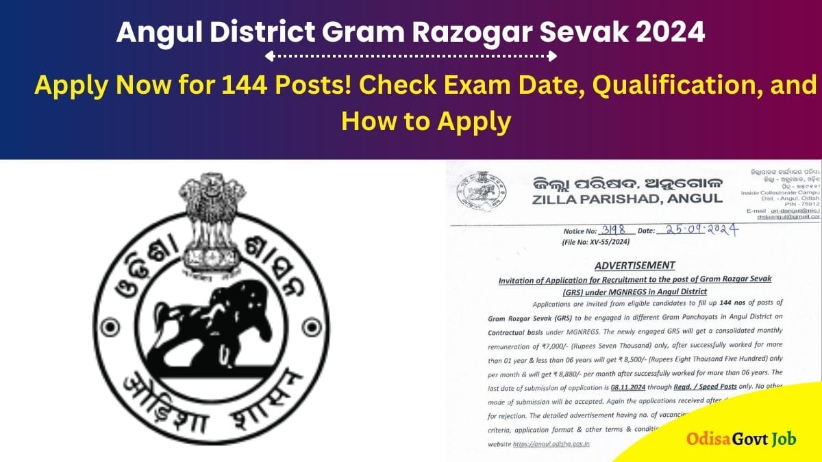 Angul District Gram Razogar Sevak 2024