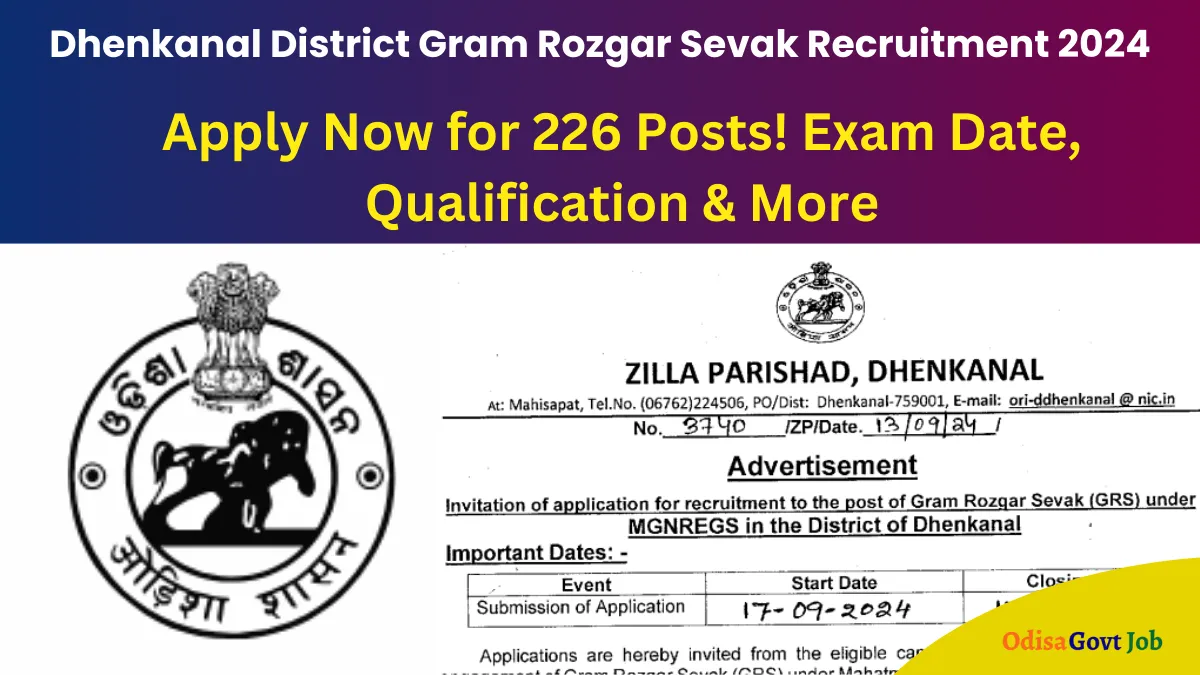 Dhenkanal District Gram Rozgar Sevak Recruitment 2024